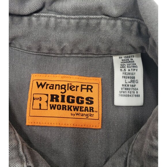 Wrangler Riggs FR Shirt Mens Large Regular Gray Flame Resistant Work HRC2 - Picture 6 of 9
